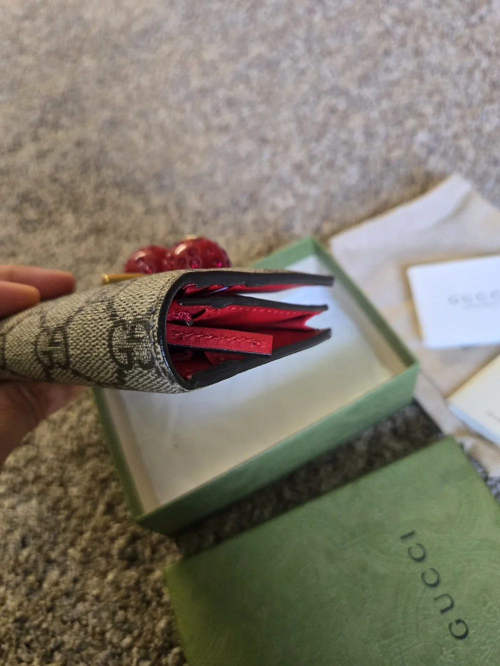 Gucci GG Supreme Wallet with Red Cherry Accent - Picture 4 of 9